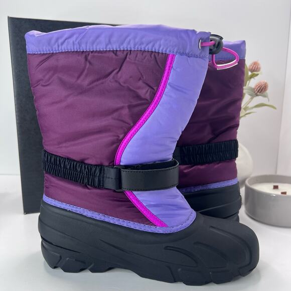 Sorel Flurry Print Adjustable Boots Purple Dahlia/Paisley Purple Big Girl 7 NWB - Picture 7 of 10
